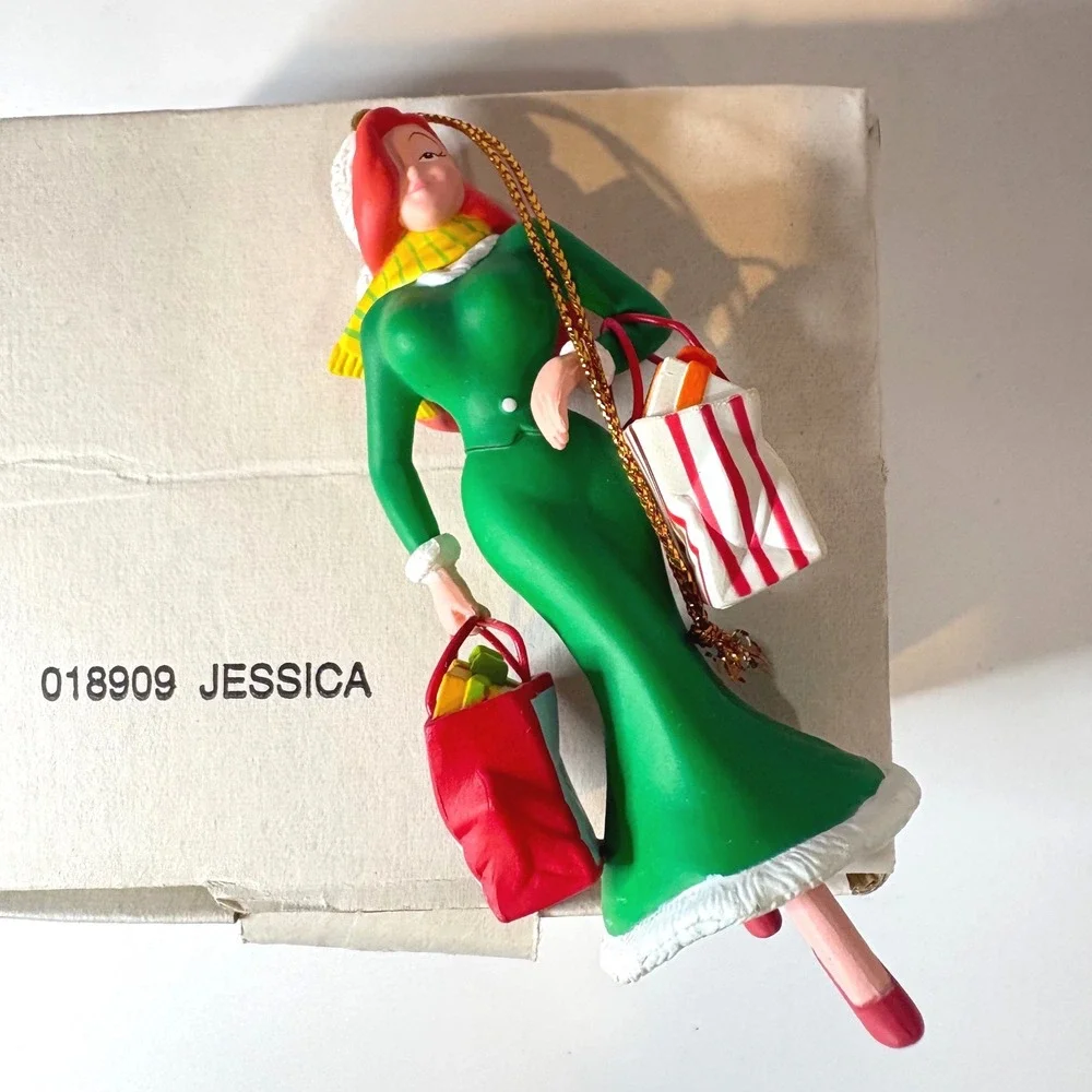 Disney Jessica Rabbit Christmas Ornament Shopping Green Dress 018909 Boxed